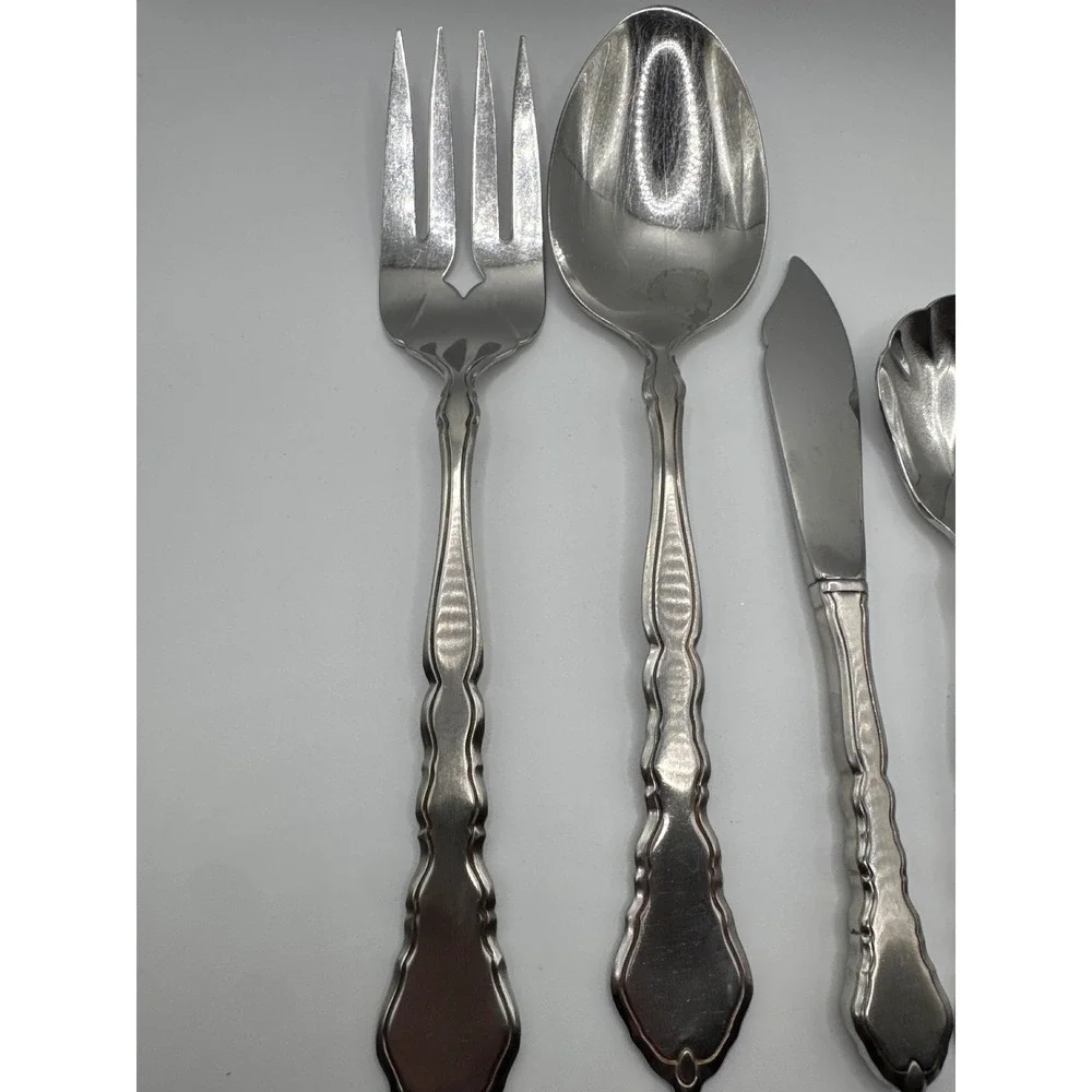 Oneida Royal Chippendale Community Stainless 4pc Serving Set Fork Spoon Knife